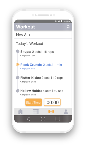image of workout screen on iphone