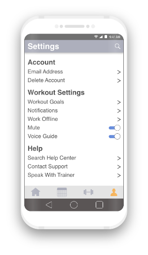 image of workout screen on iphone