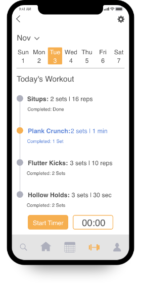 image of workout screen on iphone