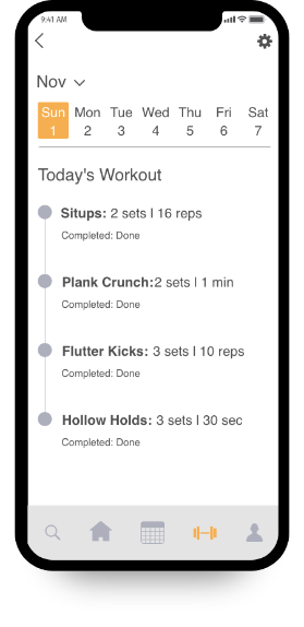image of workout screen on iphone