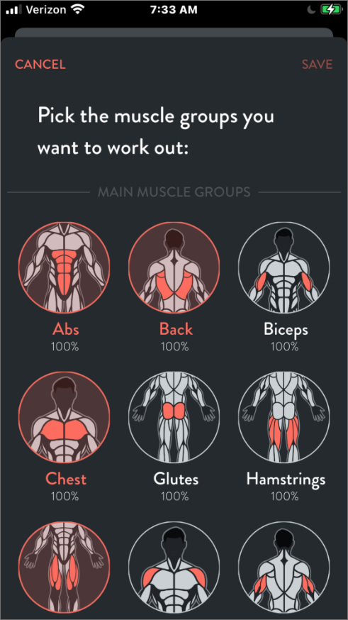 image of fitbod exercise screen