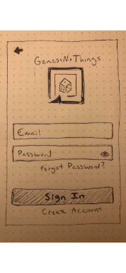 concept drawing of Games N Things screen