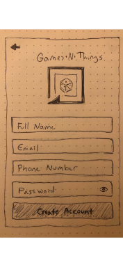 concept drawing of Games N Things screen