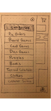 concept drawing of Games N Things screen