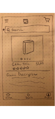 concept drawing of Games N Things screen