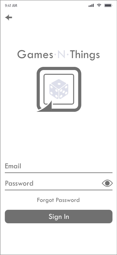 image of black and white Games N Things screen on iphone