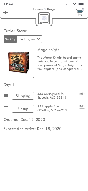 image of black and white Games N Things screen on iphone