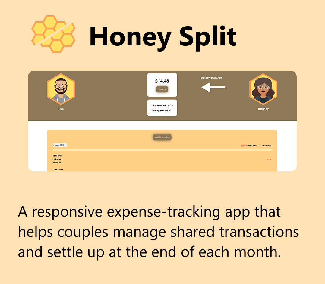 screenshot of Honey Split website