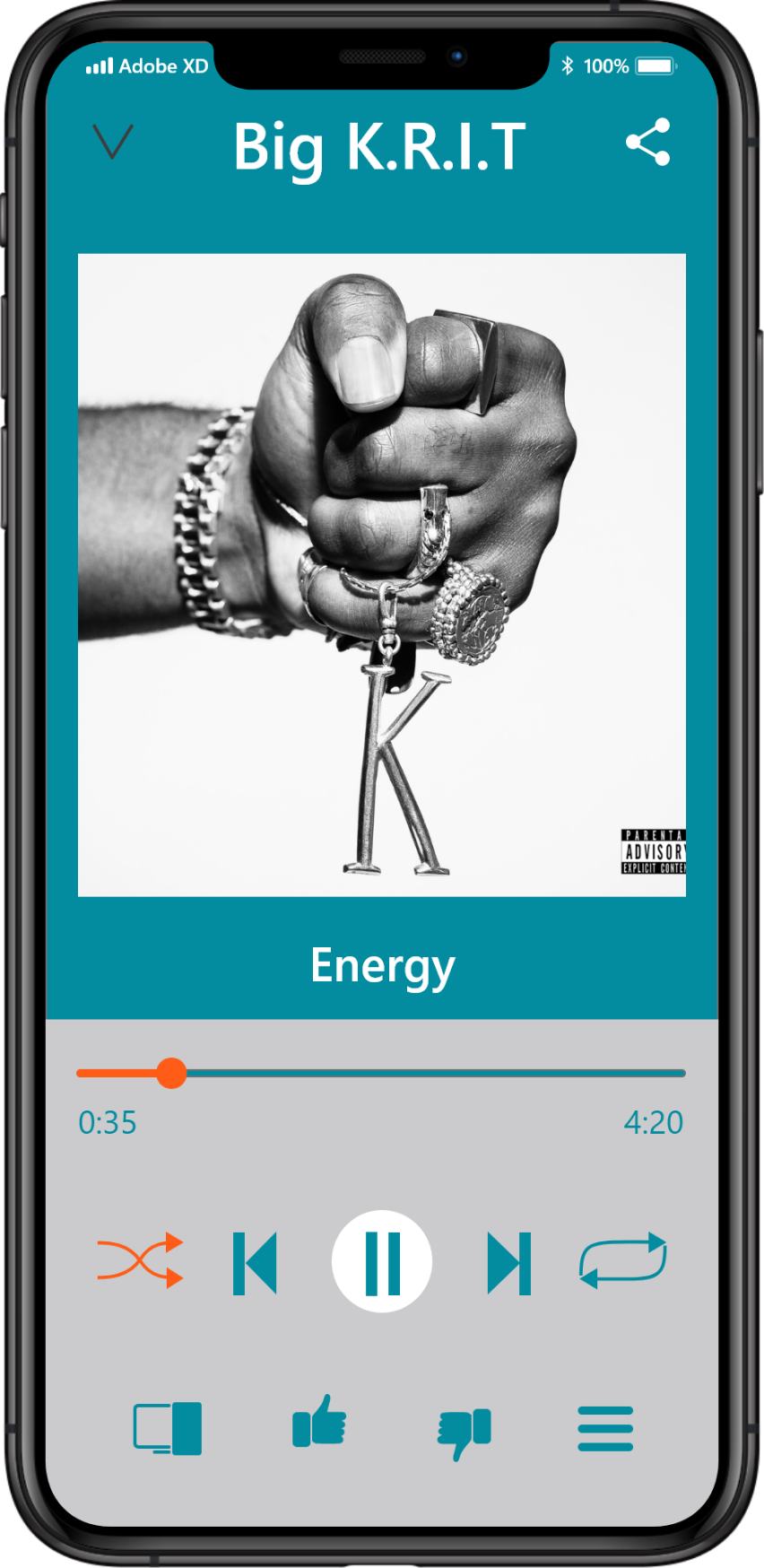 image of Your Tune music screen on iphone