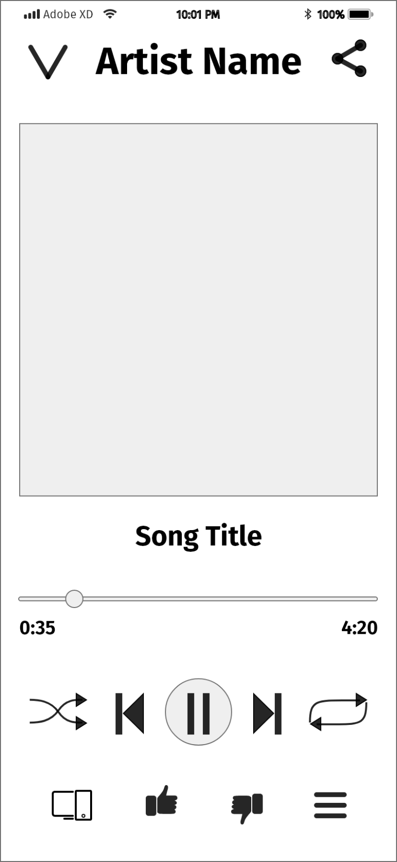 image of mid fidelity Your Tunes screen