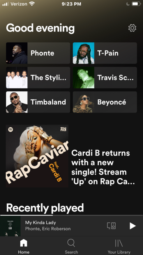 image of Spotify screen