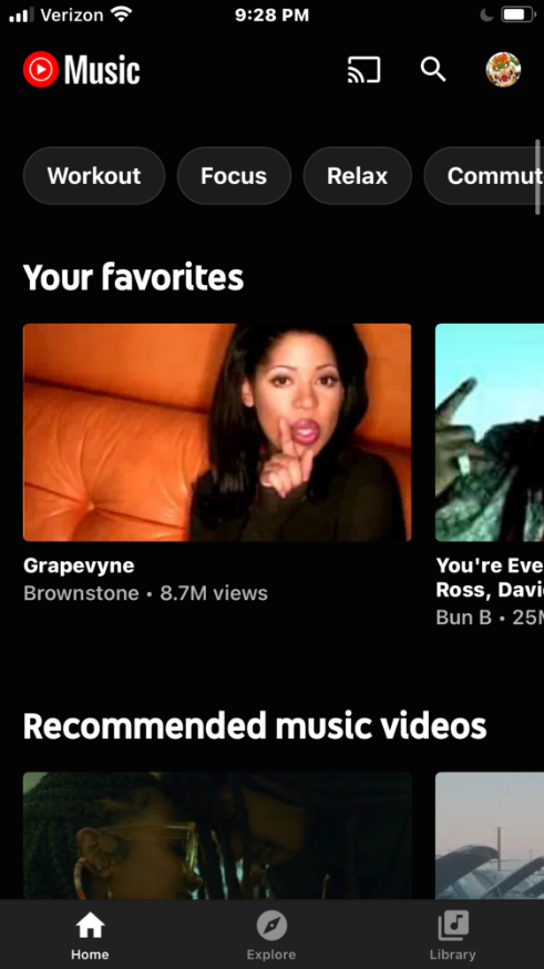 image of Youtube Music screen